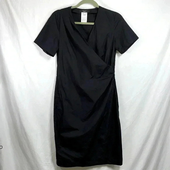 Weekend MaxMara Felino Black Size 6 Short Sleeve Cotton Wrap Dress. - Picture 1 of 10